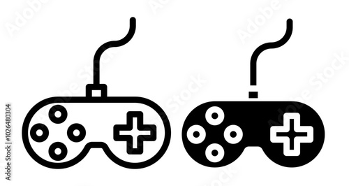 Game console Icons set in solid and thin line style