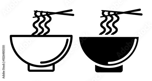 Noodles Icons set in solid and thin line style