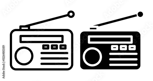 Radio Icons set in solid and thin line style