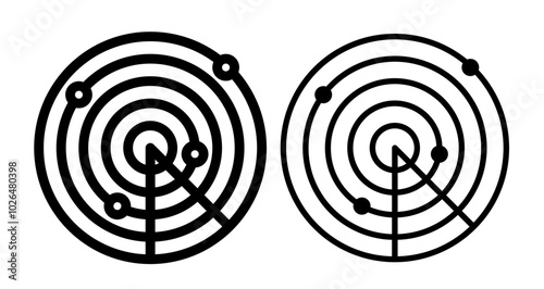 Radar Icons set in solid and thin line style