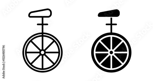 Unicycle Icons set in solid and thin line style