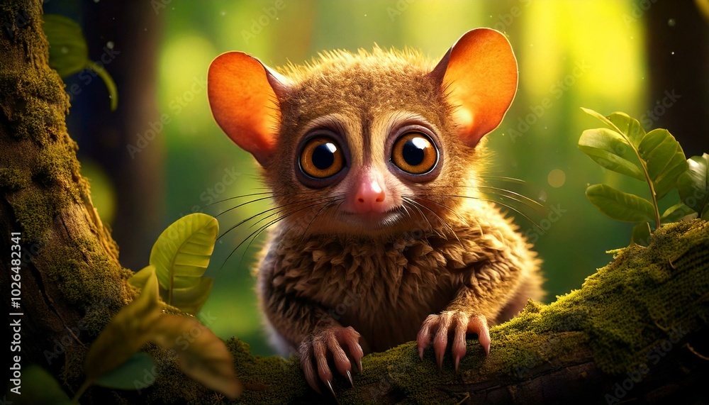 A very cute baby Tarsier standing in the wild A very cute baby Tarsier standing in the wild