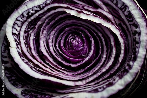 red cabbage leaves are arranged into a flower shape
