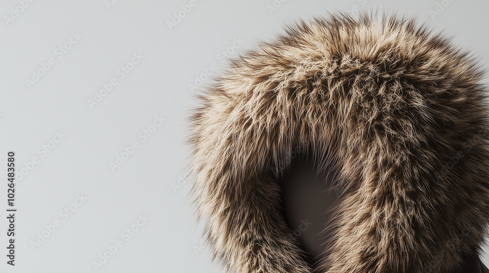 Hood with faux fur trim against white background Hood with faux fur trim against white background