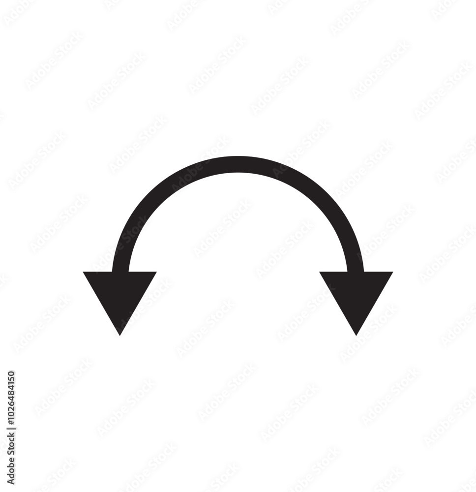 Dual semi circle arrow. Vector illustration. Dual semi circle arrow. Vector illustration. Semicircular curved thin long double ended arrow.