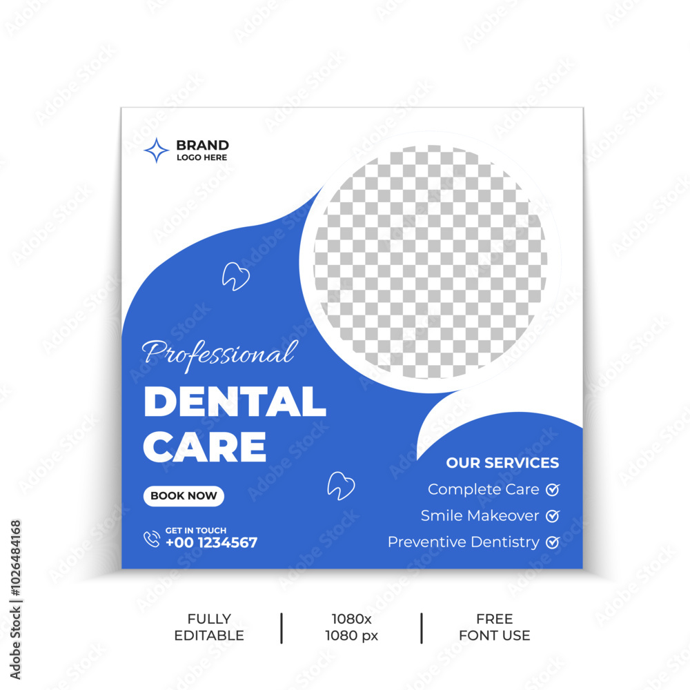 Medical dental healthcare social media post template for clinic and dentist marketing banners with logo Medical dental healthcare social media post template for clinic and dentist marketing banners with logo