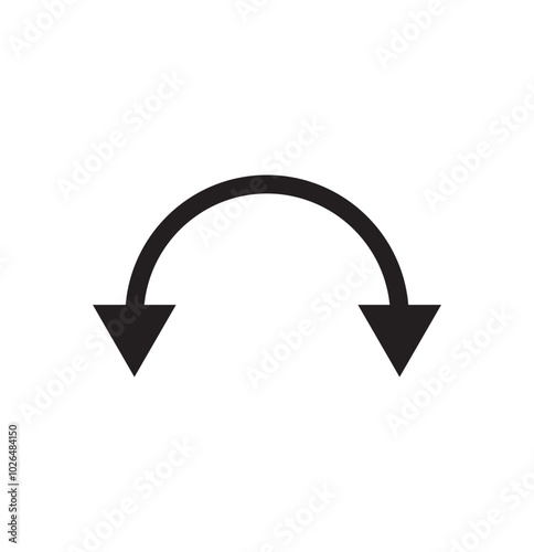 Dual semi circle arrow. Vector illustration. Dual semi circle arrow. Vector illustration. Semicircular curved thin long double ended arrow.