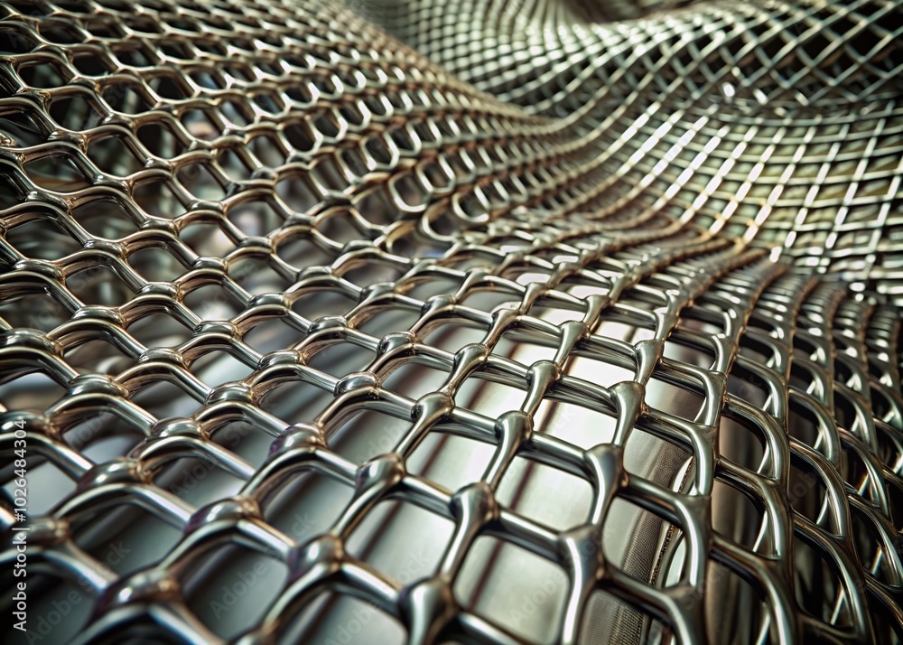 Abstract 3D Metallic Technology Background with Wavy Elastic Fiber Net for Innovative Designs Abstract 3D Metallic Technology Background with Wavy Elastic Fiber Net for Innovative Designs