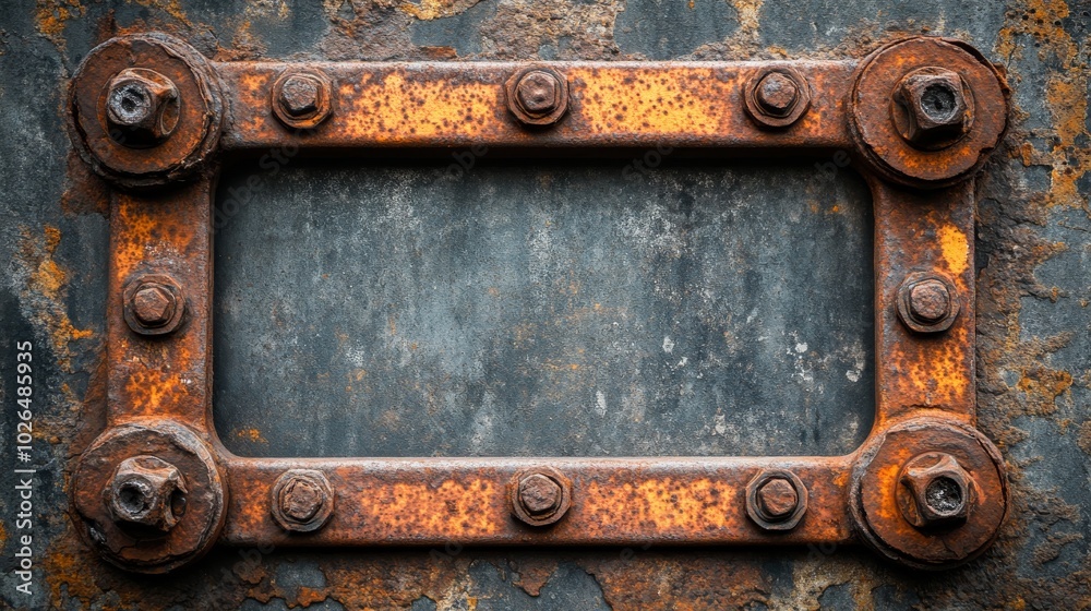 Rusty Metal Frame with Hexagon Nuts and Bolts Rusty Metal Frame with Hexagon Nuts and Bolts
