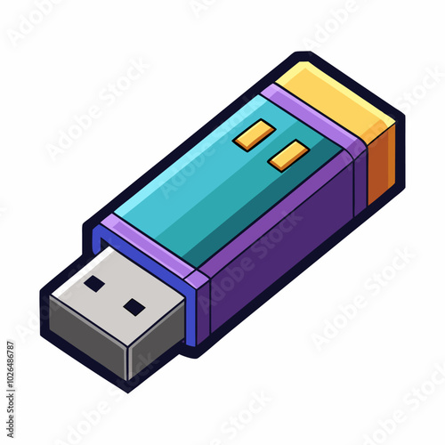 Colorful USB Flash Drive Vector Illustration with Modern Design