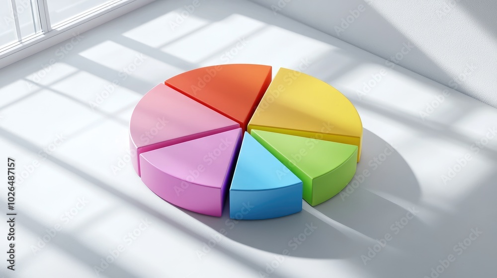 Fototapeta premium Colorful 3D Pie Chart on Bright Surface