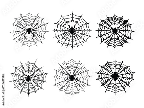 Spider Web Silhouette Set for Halloween | High-Resolution Vector Clipart