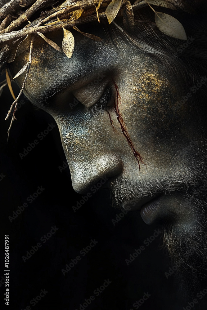 Portrait of Jesus Christ in a crown of thorns. Portrait of Jesus Christ in a crown of thorns.