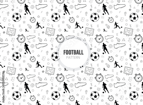 Different football silhouettes seamless background

