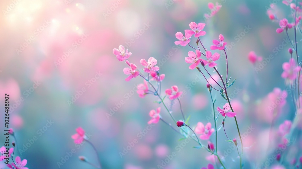 A soft-focus image of delicate pink flowers against a dreamy, blurred background. A soft-focus image of delicate pink flowers against a dreamy, blurred background.