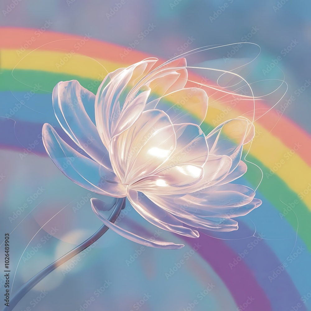 Fototapeta premium Transparent flower on rainbow background