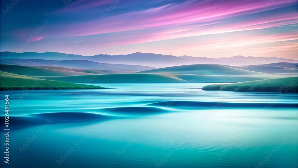 Obraz premium Abstract Gradient Landscape in Aquamarine to Lilac for Tranquil Atmosphere