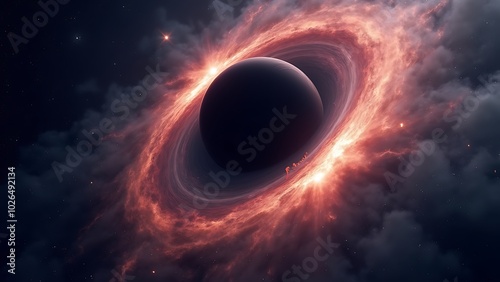 3D illustration of giant Black hole in deep space.