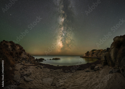 Milky Way over the beach in Greece