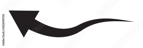 wavy curved Long arrow icon. long line arrow vector. flat style Arrow symbol. arrow on a white background. vector illustration.