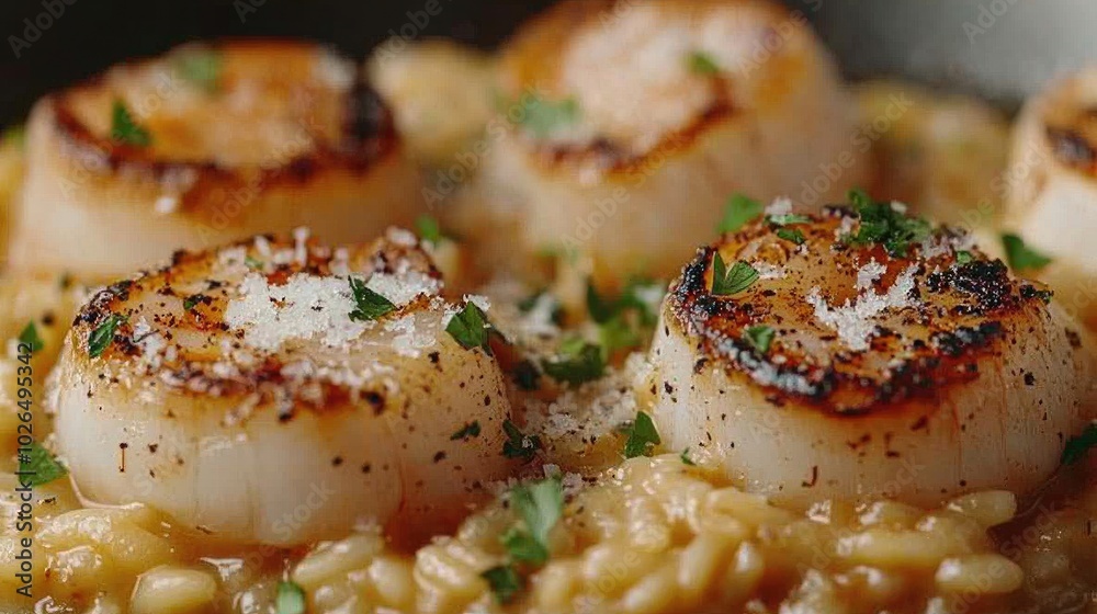 Seared Scallops with Creamy Risotto Dish Seared Scallops with Creamy Risotto Dish