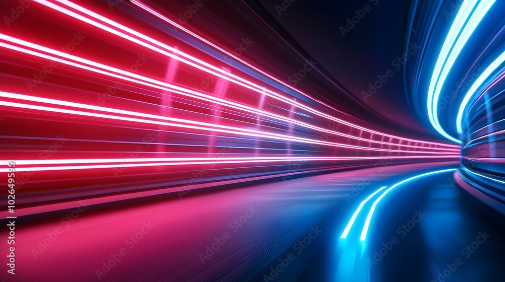 Fototapeta premium Futuristic Cityscape with Neon Lights and Holographics - Immersive Urban Nightlife Protected by Digital Firewall