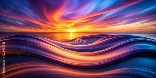 Abstract Swirling Purple Blue Orange Waves Background for Minimalist Aesthetic