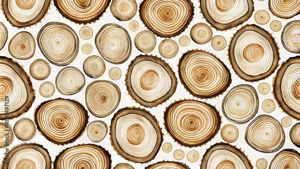 Abstract Tree Rings Seamless Background with Topographic Map Elements for Modern Food Photography