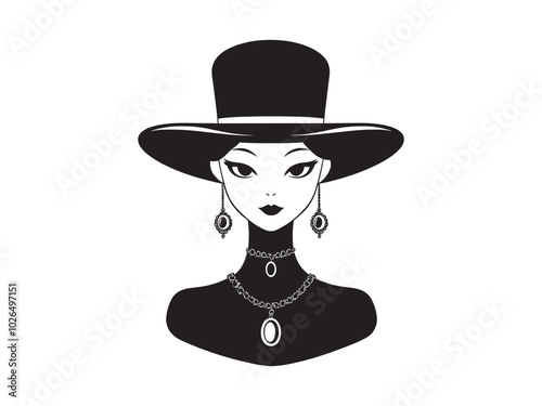 Cowgirl Witch Silhouettes with Skull Hat for Halloween Jewelry Design