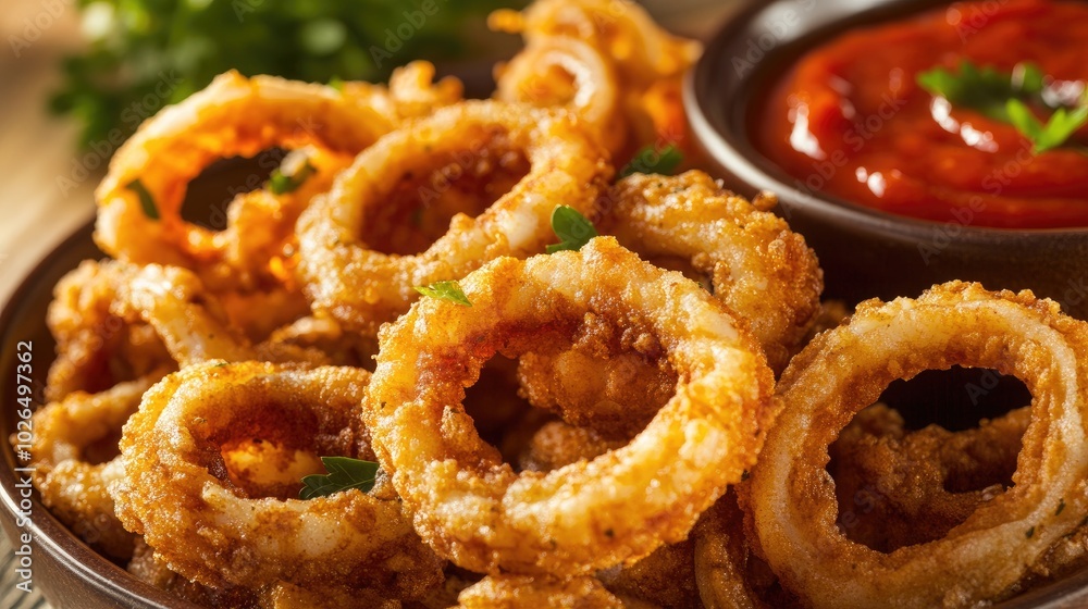 Crispy Fried Onion Rings with Dipping Sauce Crispy Fried Onion Rings with Dipping Sauce