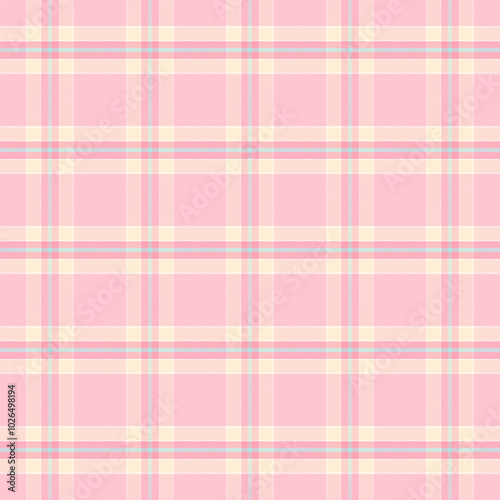 Plaid with twill weave repeat pattern.Gingham seamless pattern in light pink.Checkered tartan Geometric graphic vector illustration background design for fabric and prints.