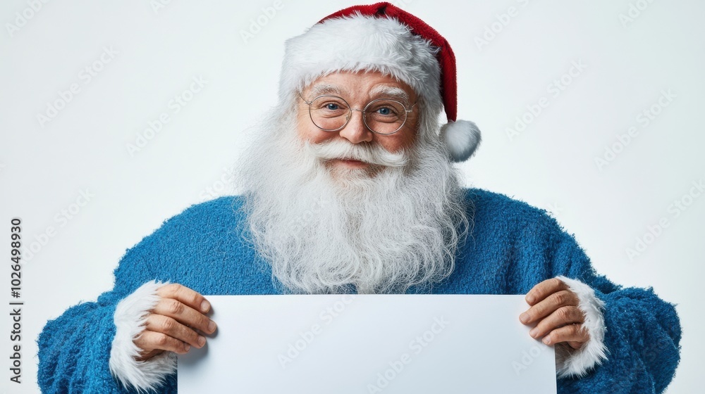 Naklejka premium The Santa Holding Blank Sign