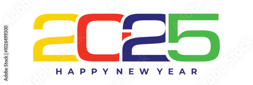 Happy new year 2025 design. With colorful truncated number illustrations. Premium vector design for poster, banner, greeting and new year 2025 celebration.