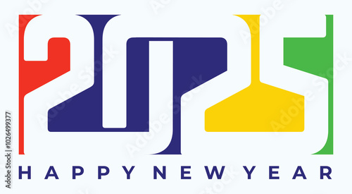 Happy new year 2025 design. With colorful truncated number illustrations. Premium vector design for poster, banner, greeting and new year 2025 celebration.