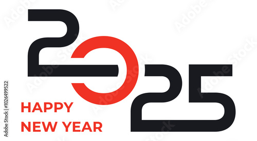 Happy new year 2025 design. With colorful truncated number illustrations. Premium vector design for poster, banner, greeting and new year 2025 celebration.