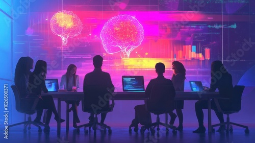 Creative business team brainstorming and ideating for innovative projects. Generative AI
