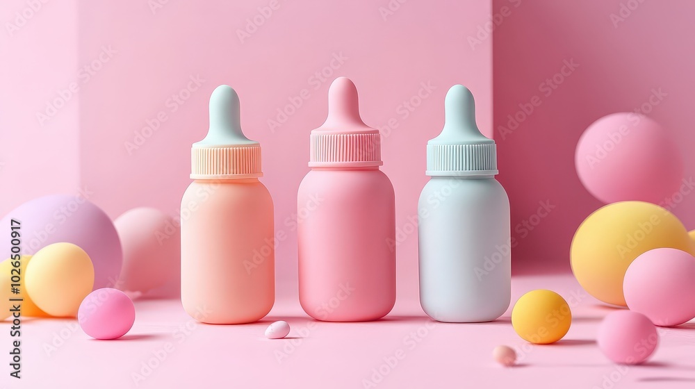 Minimalist Anime Vector Illustration of Baby Bottle Nipples on Pink Background Minimalist Anime Vector Illustration of Baby Bottle Nipples on Pink Background