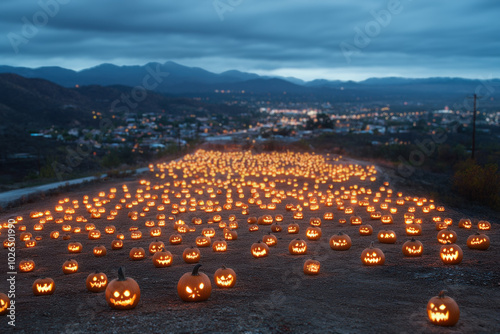 Halloween Pumpkin Field at Twilight photo