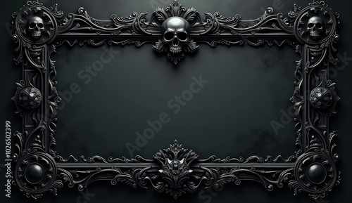 dark gothic halloween invitation with skulls