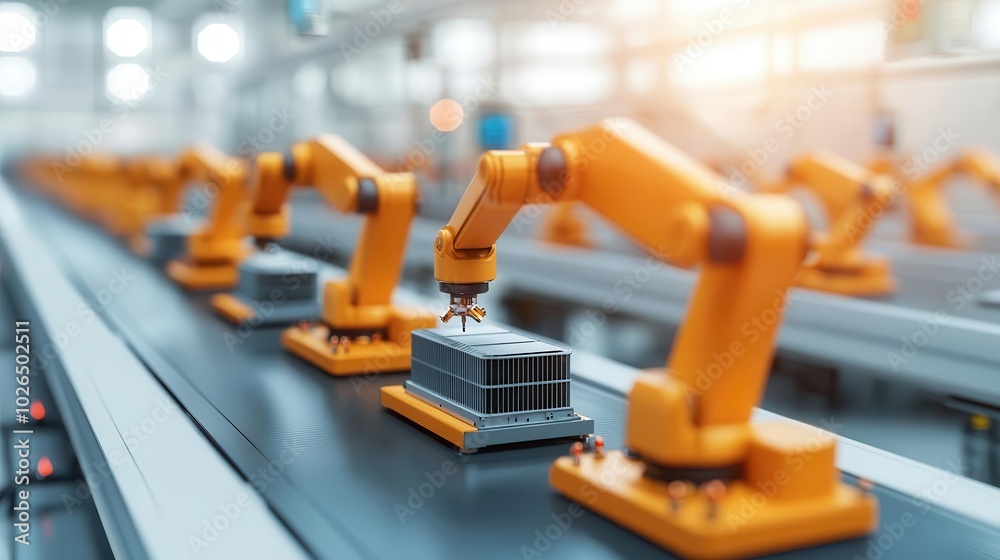 Robotic assembly line with automated systems installing air conditioning components in vehicles Robotic assembly line with automated systems installing air conditioning components in vehicles