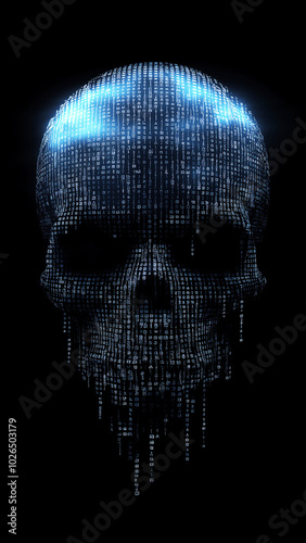 Skull made from numbers and letters