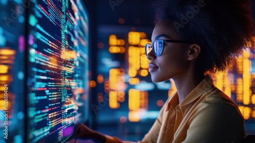 Focused Professional in Modern Digital Workspace