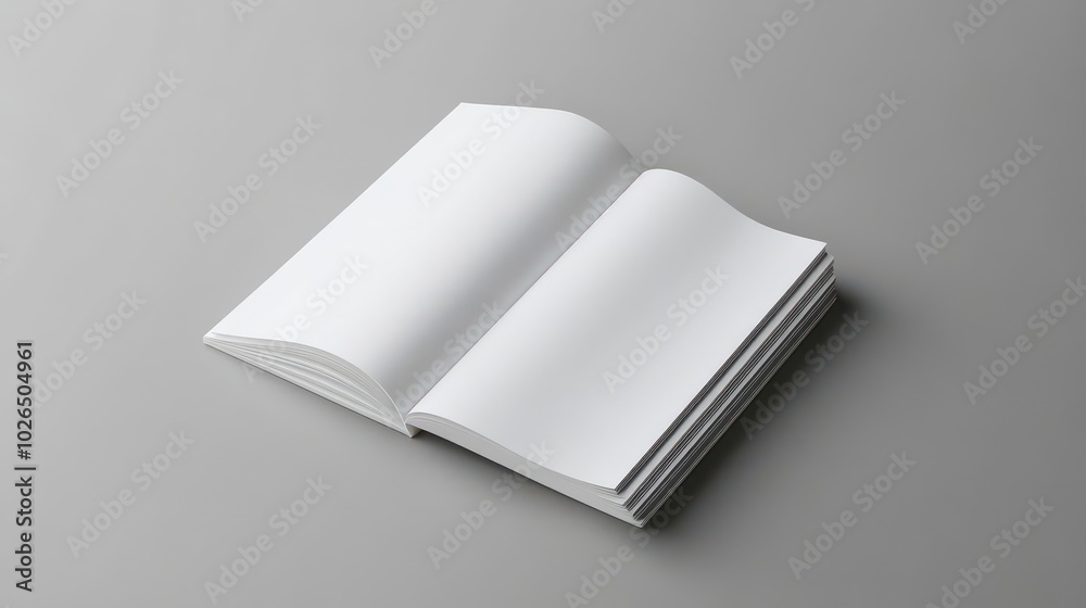 Open Blank Book on a Gray Surface Open Blank Book on a Gray Surface