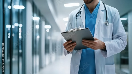 A doctor holding a folder of medical results, preparing to explain the data to a patient