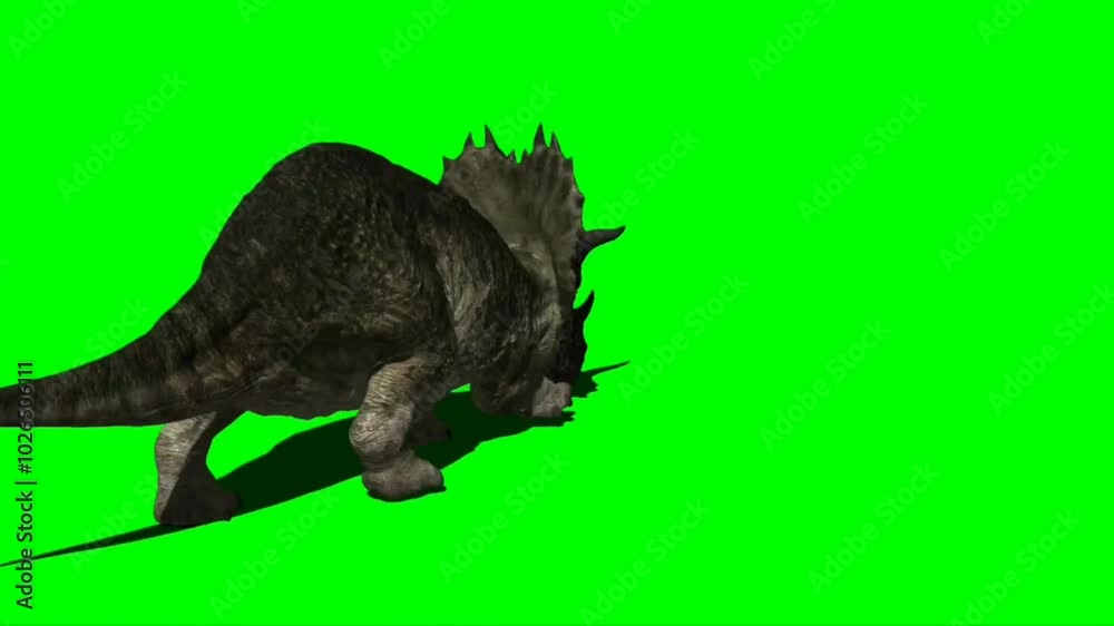 Triceratops Attacking On Green Screen 02 Triceratops Attacking On Green Screen 02