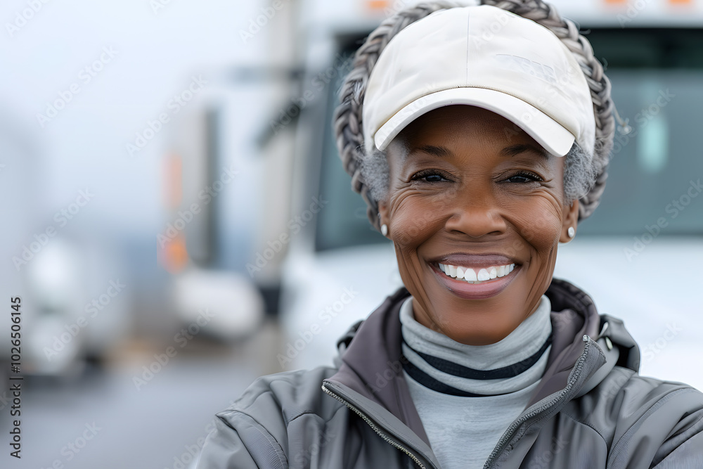 Smiling Portrait of a Middle-Aged African American Truck Driver – Celebrating Diversity in Transportation Smiling Portrait of a Middle-Aged African American Truck Driver – Celebrating Diversity in Transportation