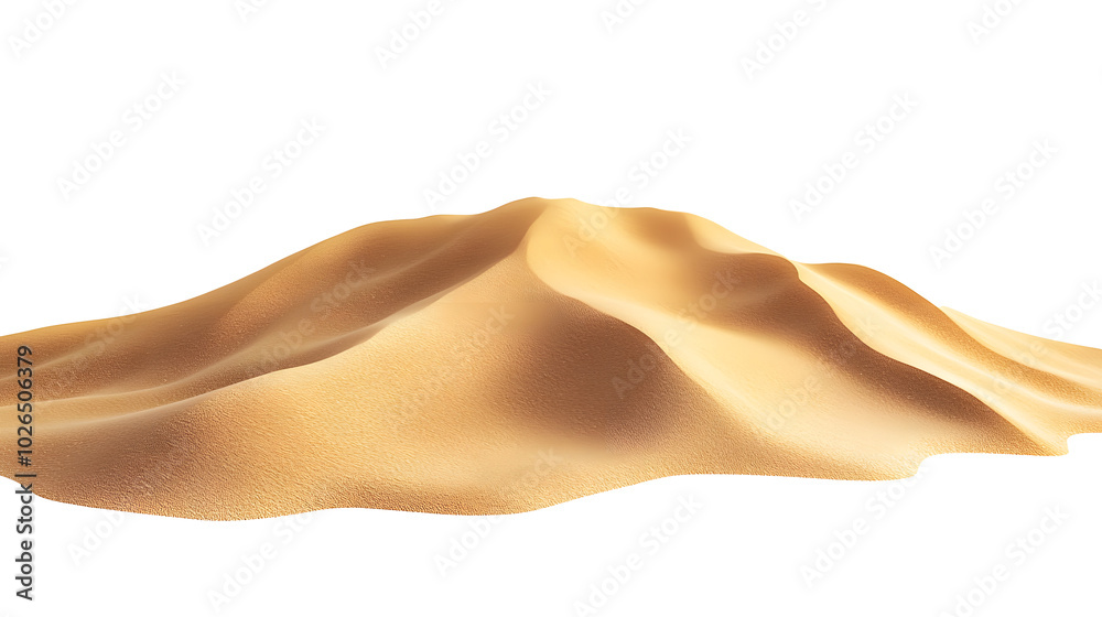 Obraz premium Abstract Sand Pile, Sculpted Dune Isolated on White, Side View, with Clipping Path png
