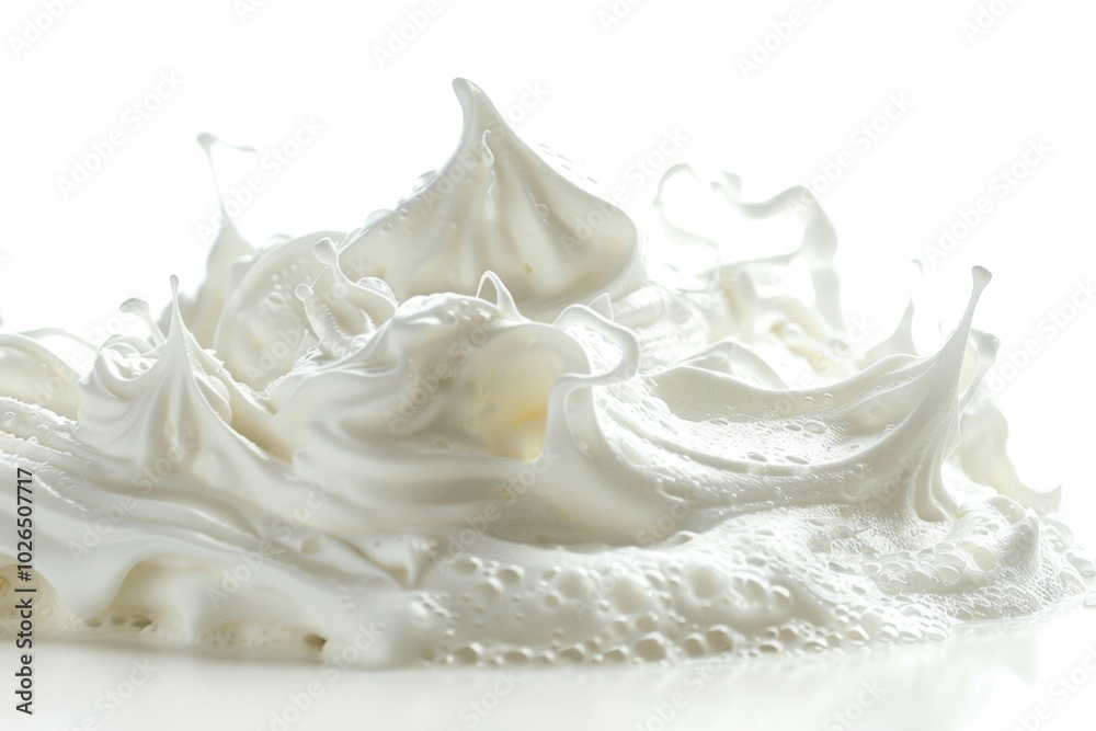 Close-up shot of whipped cream on a plate, ideal for food and dessert related projects Close-up shot of whipped cream on a plate, ideal for food and dessert related projects