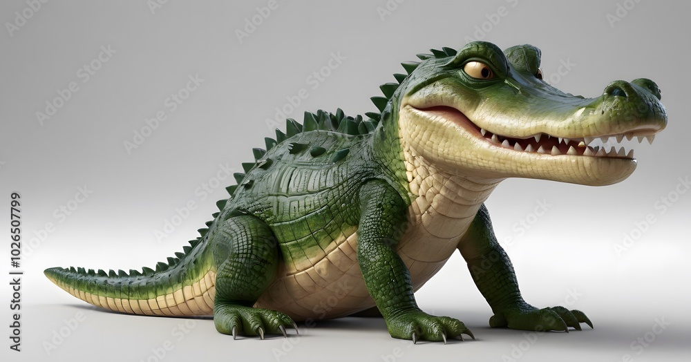 Obraz premium swim, standing, graphic, swimming, endangered, comic, nice, artistic, design, cute, color, cute animal, loveable, isolated on white, reptile, animal, sea, wildlife, illustration, white, crocodile, cro