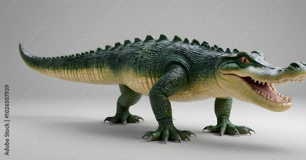 Obraz premium swim, standing, graphic, swimming, endangered, comic, nice, artistic, design, cute, color, cute animal, loveable, isolated on white, reptile, animal, sea, wildlife, illustration, white, crocodile, cro